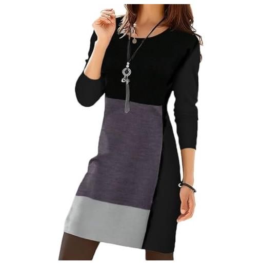 Onsoyours autunno inverno spacco vintage abito collo in pile per donna abito a maniche lunghe abito a tunica casual con bottoni da donna con tasche