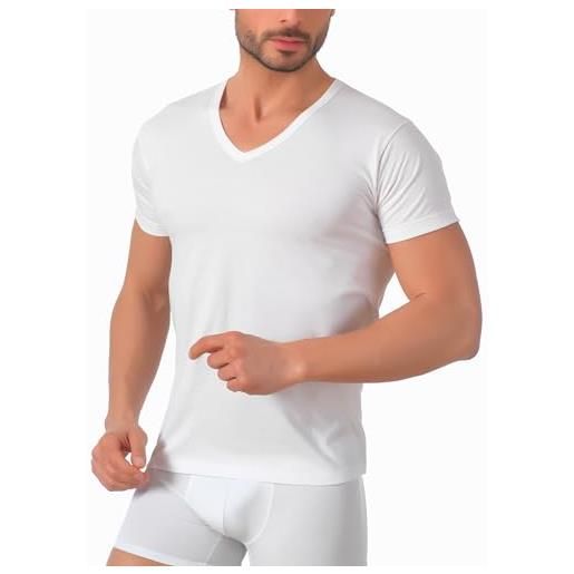 o-day liabel 3 pz maglietta uomo intima cotone100% premium comfort. Fit | morbidezza e traspirabilità | t shirt uomo ideale per tutte le attività (it, testo, xl, regular, regular, 3 pz bianco - scollo a v)