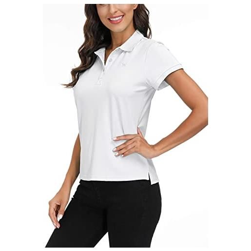 MoFiz polo donna manica corta poloshirt golf camicia sportiva estate top traspirante bianco xl