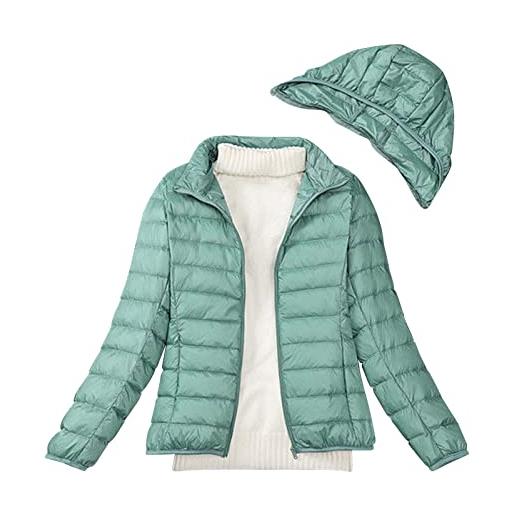 Generico piumino donna 100 grammi caldo antivento invernali giubbotto ripiegabile imbottito leggero piumini con cappuccio manica lunga comodo mezza stagione cappotto cerniera elegante giacca casual