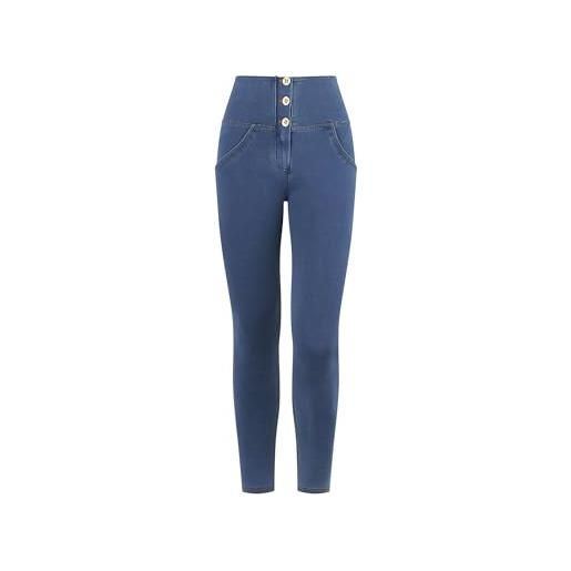 FREDDY jeggings donna push up wr. Up® skinny 7/8 in cotone organico (xs, jeans chiaro/cuciture gialle)