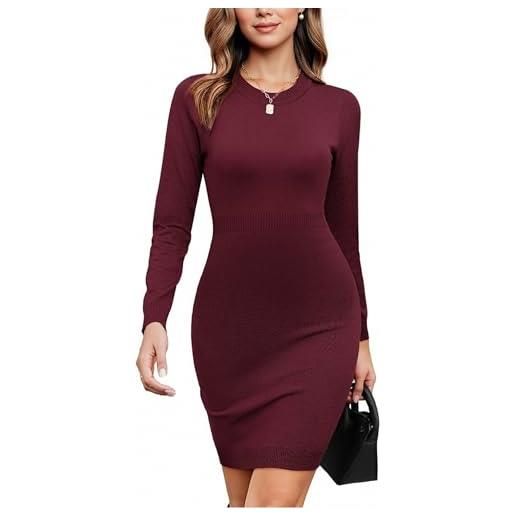 Gyabnw vestito donna invernale girocollo maglione abito manica lunga aderente mini abito elegante maglione lavorato abito a maglia donna casual