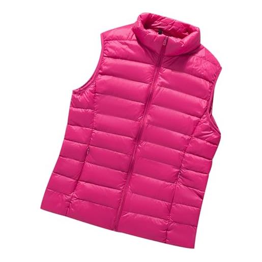 HAXNOHEY gilet piumino donna leggero gilet imbottito donna giubbotto smanicato donna gilet trapuntato donna giubbino giacchetto giacche invernale piumini senza maniche donna rosa l
