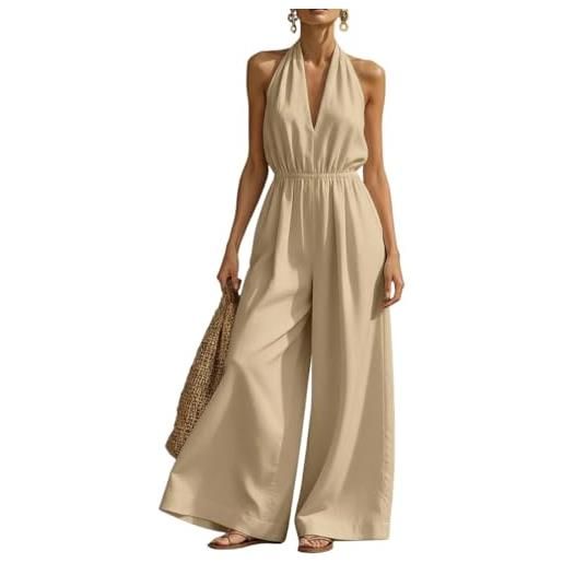 ticticlily monopezzi e tutine da donna lunga elegante tuta intera senza maniche scollo v senza schienale salopette jumpsuit pantaloni vita alta