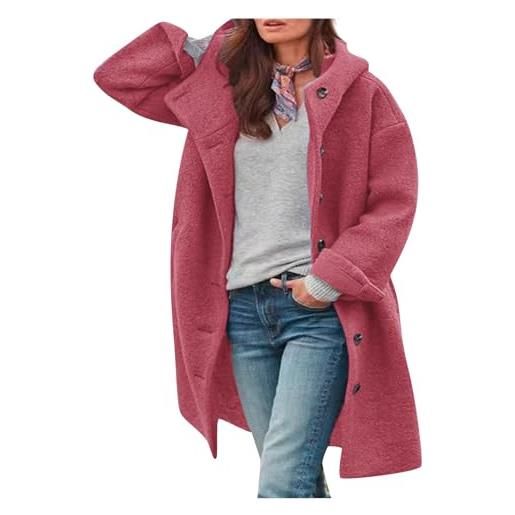 MOKBAY cappotto donna lana curvy giacca monopetto invernale cappotto caldo tinta unita taglie forti maniche lunghe cappotti