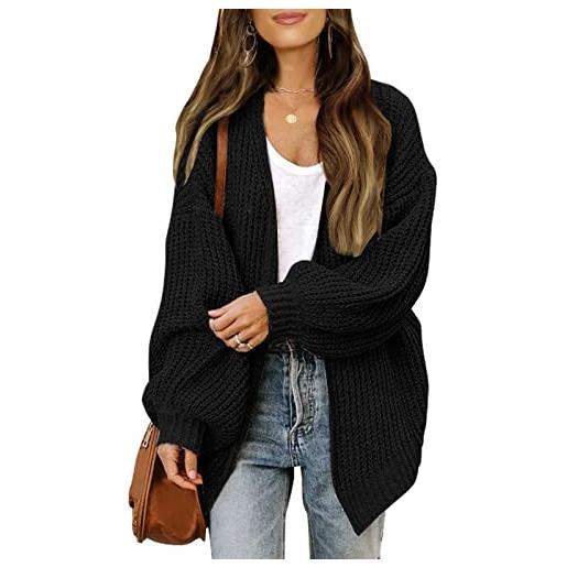 Jabidoos cardigan lungo donna invernale - giacca autunnale donna lana maglioni e cardigan nero oversize golfino autunno inverno giacca leggero elegante cappotto in maglia maniche lunghe curvy