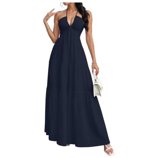 ticticlily abito donna estivo lungo vesito senza maniche con spalline vita alta senza schienale vestiti da spiaggia casuale abiti maxi lunghi