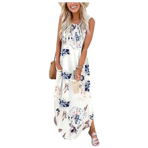 Sxkayxr vestito donna estate elegante maxi canotta abito donna estivo lungo abito spiaggia vestito donna sexy casual senza maniche maxi vestito gilet abito con tasche