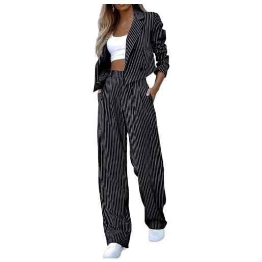 ticticlily tailleur donna pantaloni e giacca 2 pezzi | tailleurs strisce, completo business ufficio, blazer tops con colletto a revers, pantalone gamba dritta a vita alta