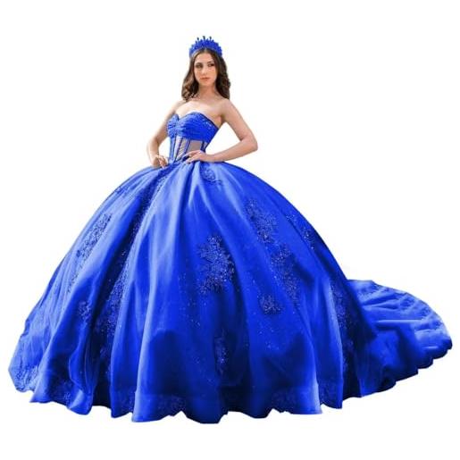 Fuomomo abiti da principessa per quinceanera con volant e strascico abiti da quinceanera in tulle con perline mt055