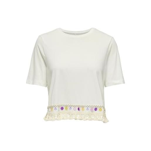 ONLY onlfilippa life s/s tassel top jrs da donna, ballerino di nuvola, m