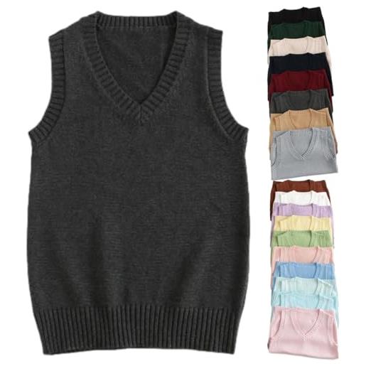 GAGFDA gilet da donna ultra morbido con scollo a v, gilet lavorato a maglia da donna autunno inverno casual cotone senza maniche maglioni tinta unita pullover maglione gilet, canotta da donna