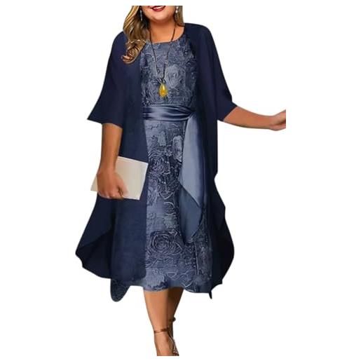 shownicer vestito due pezzi donna elegante maniche 3/4 stampe abiti al ginocchio taglie forti vestiti da festa cerimonia cocktail a marina 3xl