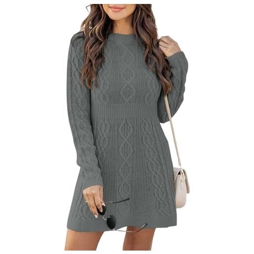 Ebifin vestiti donna invernali girocollo maglione abito elegante manica lunga abito linea a pullover vestito in maglia autunno. 