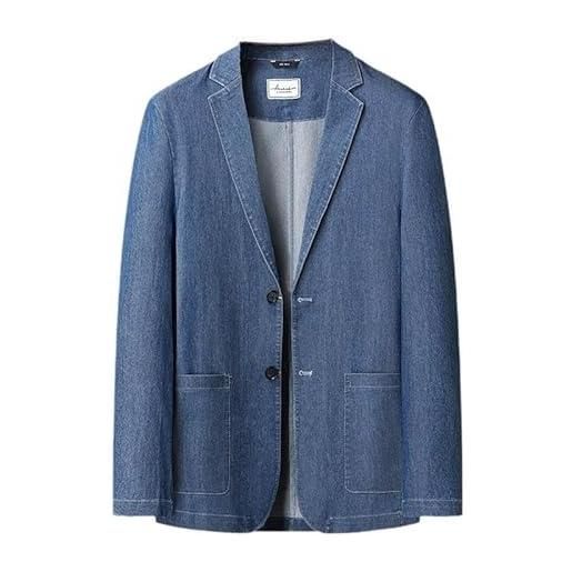 LIUYUYOUGO blazer uomo casual blazer da uomo elegante casual giacca da abito in denim taglie forti blazer in denim di cotone cappotti due bottoni leggeri cappotti sportivi morbidi e comodi jeans lav