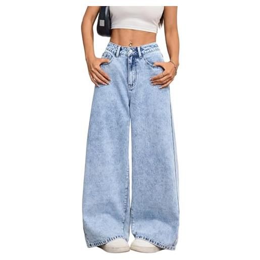 OYICAI pantaloni denim baggy donna larga gamba vintage retrò y2k 90s laisé streetwear hip hop