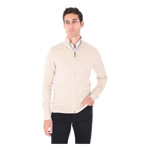 Ciabalù cardigan uomo con zip invernale maglione con cerniera intera e collo alto slim fit (it, testo, l, regular, regular, beige)