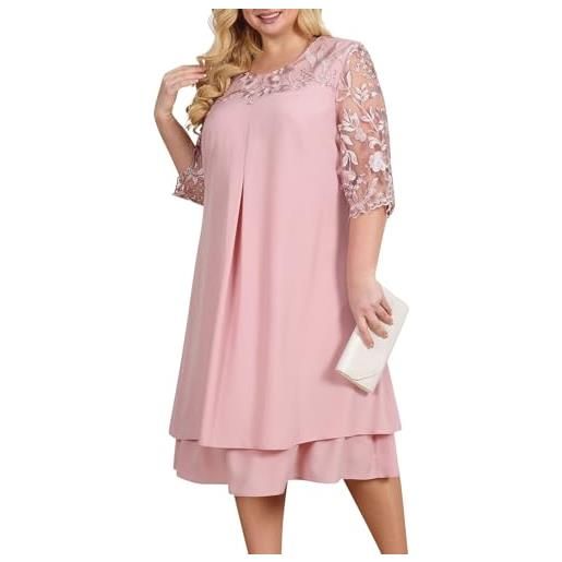 Goolecrimp abiti eleganti da madre della sposa in pizzo da donna con sette maniche scollo rotondo eleganti abiti da cocktail in pizzo lunghi ed eleganti adatti per gli invitati alle nozze