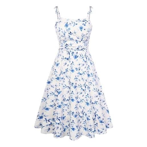 Belle Poque abiti estivi da donna con spalline sottili, linea ad a, abito da sole midi, abito casual con tasche, per vacanze e spiaggia, s