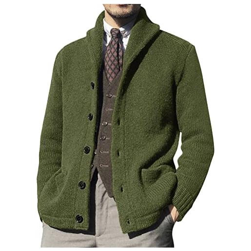 ORANDESIGNE cardigan uomo cotone classics collo a v casual maglioni manica lunga maglieria maglione pullover coat b army green l