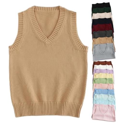 GAGFDA gilet da donna ultra morbido con scollo a v, gilet lavorato a maglia da donna autunno inverno casual cotone senza maniche maglioni tinta unita pullover maglione gilet, canotta da donna