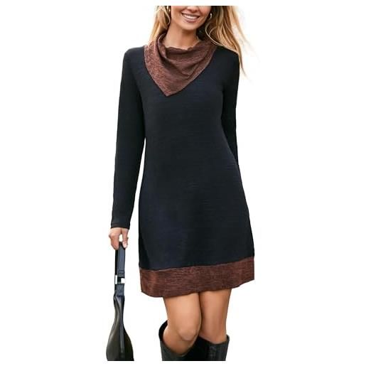 STYLEWORD abito lavorato a maglia abito maglione a maniche lunghe da donna nero xl a linea midi per donna casual autunno inverno