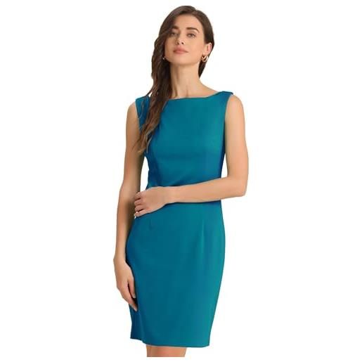 Allegra K abito a tubino per donne, abito da natale, per insegnanti, da ufficio, senza maniche, con scollo a barchetta, abiti professionali, verde (lake green), s