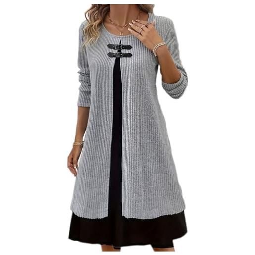 shownicer vestito maglioni donna invernale elegante manica lunga girocollo maglione vestito casual linea-a knitted dress per autunno inverno