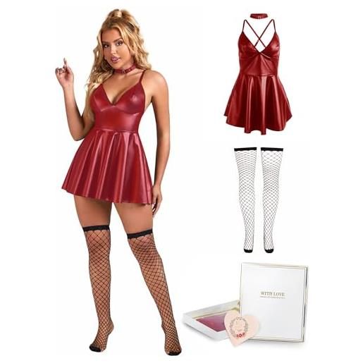 ohmydear abito sexydonna in pelle vistito discoteca hot curvy halter lucido dress per feste miniabito tubino abiti corto forti taglia clubwear sexy leather vestiti in linea a elegante