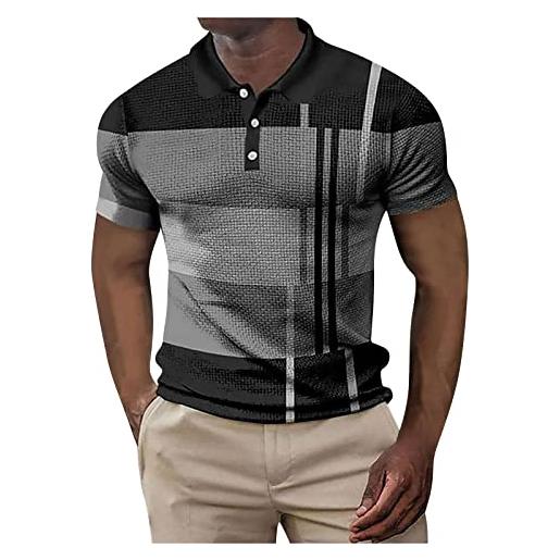 Fulidngzg polo uomo cotone casual golf polo manica corta traspiranti taglie forti estiva polo slim fit leggero risvolto t-shirt scollo v manica corta tshirt elegante slim fit