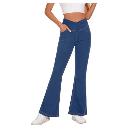 Bottoni Jeans Vita Alta Zampa Di Elefante Elefante Salopette A Zampa Pantaloni Salopette Jeans A Vita Alta Jeans Vita  Alta A Zampa Nero