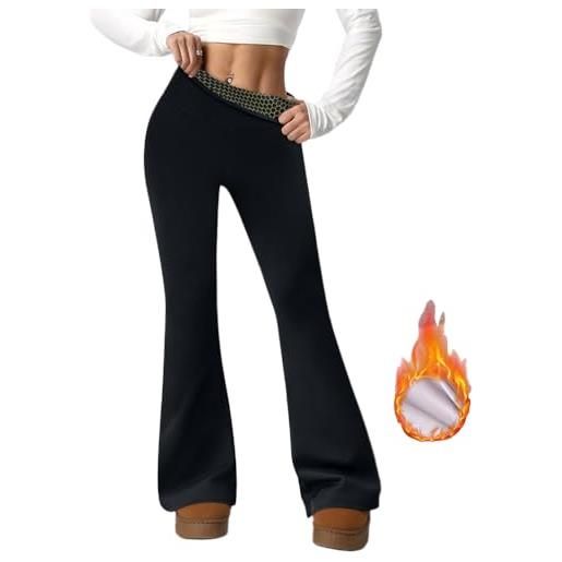 Onsoyours leggins termici donna foderati in pile pantaloni termici zampa flared invernali leggings felpati caldo a vita alta