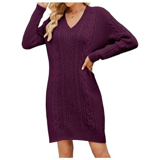 Heersan vestito casual donna invernale maglione abito elegante maniche lunghe con scollo a v elasticizzato vestiti abito autunno pullover caldo