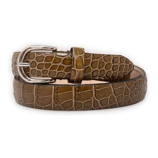 Emila cintura donna in vera pelle stampa cocco (2,5 cm) - artigianale, made in italy. Slim, sottile, con fibbia per jeans, pantaloni, abiti. Regolabile, classica & elegante vera pelle