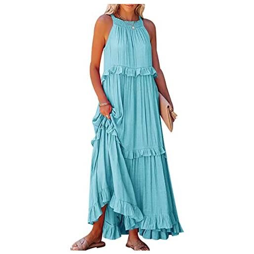 OADOBKICE abiti lunghi abiti larghi donna vestite d'estate vestite belle vestite vacanze abiti spiaggia vestite sexy donna vestite senza maniche donna senza gonna sulla spalla abito gonfio