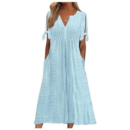 Yutdeng vestito lungo estivo donna curvy abito maniche corte da mare spiaggia scollo a v con bottoni abito casual con tasche boho chic dresses vestiti eleganti maxi