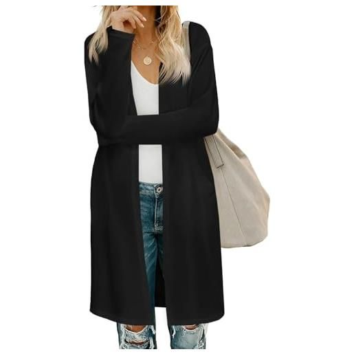 Fisoew cardigan da donna aperto sul davanti, a maniche lunghe, leggero, con tasche