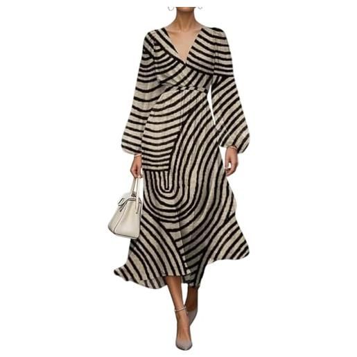 shownicer vestito donna elegante abito cerimonia vestito lungo stampa floreale manica lunga vestiti curvy autunno