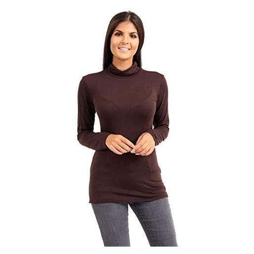 Janisramone donna signore lungo manica tartaruga polo collo t-shirt sottile fit pianura casuale di base vest superiore