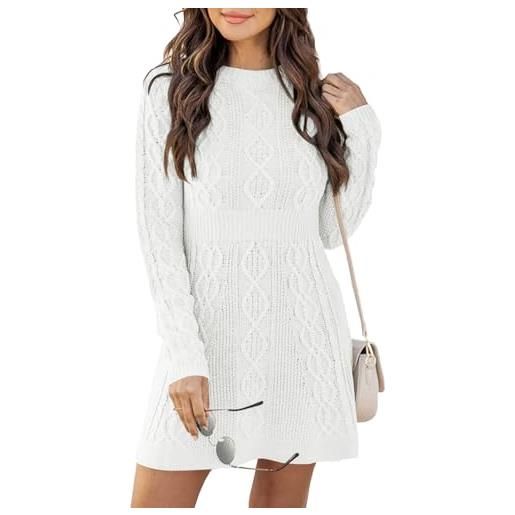 Ebifin vestiti donna invernali girocollo maglione abito elegante manica lunga abito linea a pullover vestito in maglia autunno. 