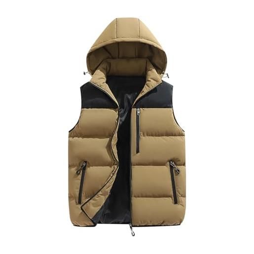 Peuignao giubbino smanicato uomo gilet imbottito uomo giubbotto smanicato invernale casual gilet trapuntato con cappuccio uomo taglie forti giacca senza maniche giacchetto smanicato uomo imbottiti caffè xl