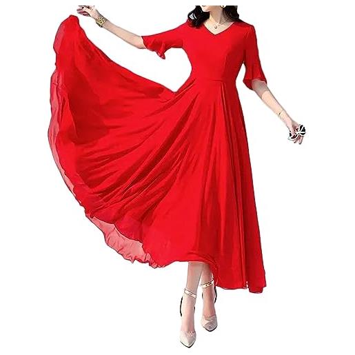 shownicer donna vestito lungo abito in chiffon casual elegante maniche lunghe scollo a v linea ad a taglie forti abiti da sera vestiti da cerimonia abito maxi