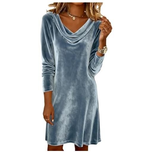 shownicer vestito donna elegante in velluto abito manica lunga invernale abito da cocktail abiti da cerimonia per casual cocktail feste autunno e inverno a blu s