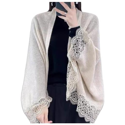 LIUYUYOUGO coprispalle donna elegante, scialli e stole in pashmina di lana per donna cardigan con poncho lavorato a maglia maglione elegante sciarpa in morbido cashmere con maniche maglione da donna