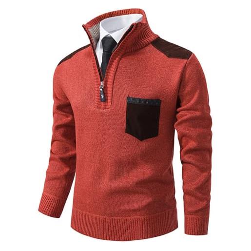 JENJON uomo maglione lavorato a maglia colletto alla cerniera pullover maniche lunghe in maglia grossa spessa autunno inverno