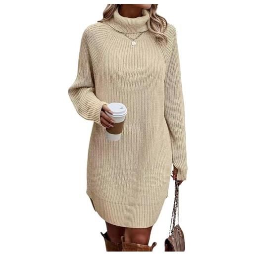 ORANDESIGNE vestito elegante donna midi casual vestiti manica lunga autunno abito maglione abiti collo alto vestito invernale abito in maglia morbido corto