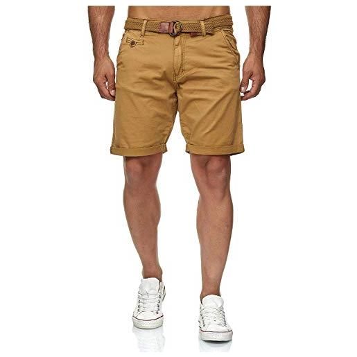 Indicode conor - bermuda da uomo con cintura, 100% cotone, vestibilità regolare ambra xl