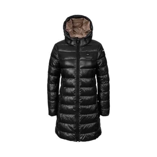 Blauer giubbino lungo impermeabile trench imbottito in ovatta da donna, micro rip, modello adelaide 25wbldk02069 (it, testo, l, regular, regular, 999ei nero interno beige)