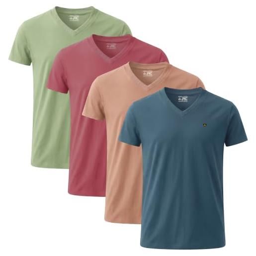 JRC Just Royal Clothing confezione da 4 magliette da uomo con scollo a v a maniche corte, l