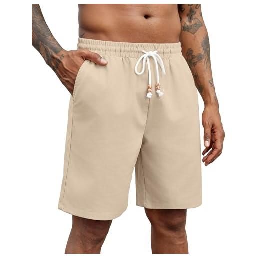 COOFANDY pantaloncini uomo estivi pantaloni corti baggy shorts con tasche pantaloncini corti leggeri traspiranti shorts uomo kaki chiaro xl